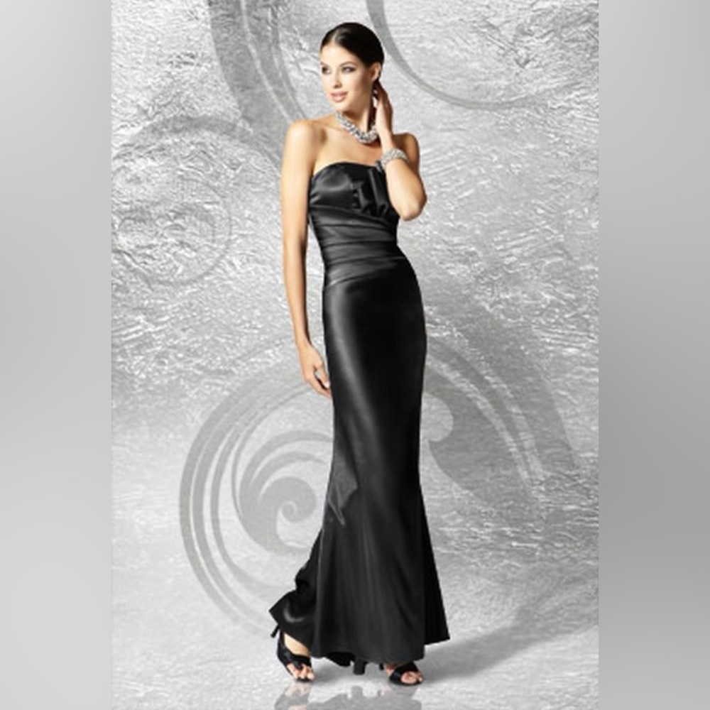 Vintage Jessica McClintock Stretch Satin Bustier Dress - Black - Size 10